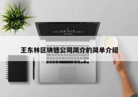 王东林区块链公司简介的简单介绍