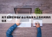 关于全球区块链矿业公司加拿大上市时间表的信息