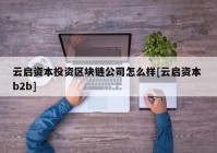 云启资本投资区块链公司怎么样[云启资本 b2b]